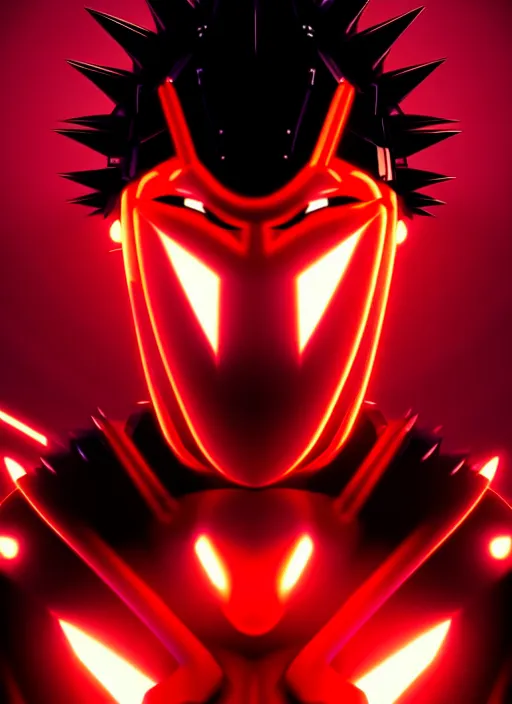 Prompt: a striking cinematic full body manga portrait of a black haired teenager wearing imposing red jagged spiked armour and glowing with red energy by hirohiko araki and beeple, fine details, digital art, character concept art, volumetric lighting, cinematic light, photorealistic