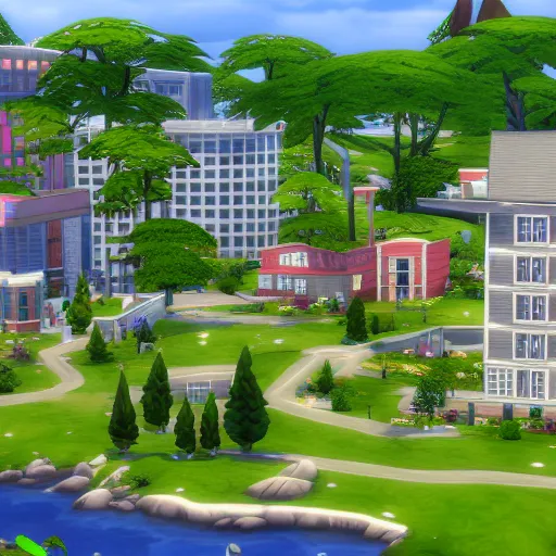 Image similar to of a new sims 4 world based on providence, rhode island