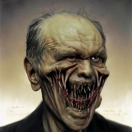 Prompt: sergey lavrov, is evil gremlin, rotten teeth, horror, macabre by donato giancola and greg rutkowski and wayne barlow and zdzisław beksinski, realistic face, digital art