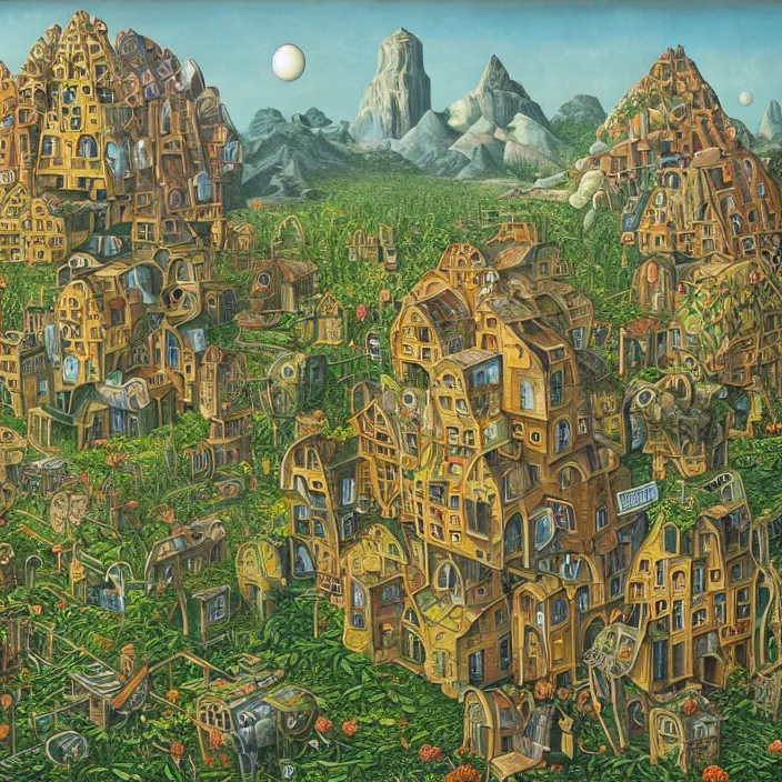 Image similar to a building in a landscape, by jacek yerka