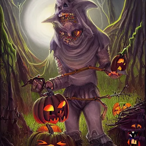 Prompt: Epic Halloween Fantasy Art by John Stephans