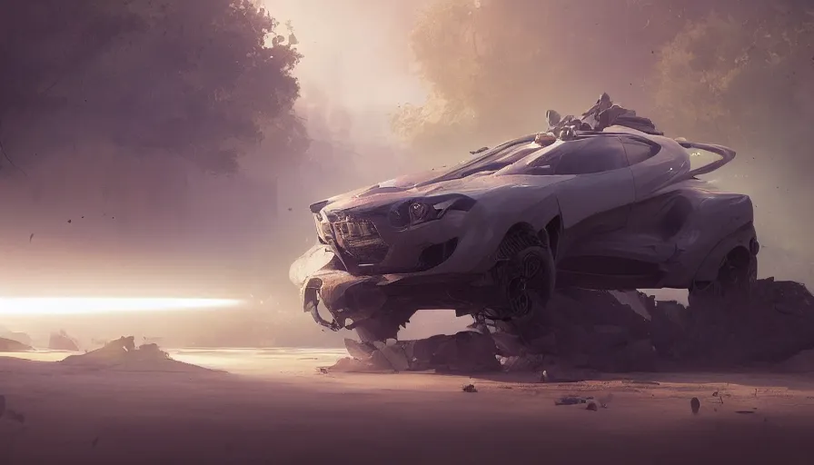 Image similar to a beautiful concept design of a supercar converted into offroad suv by cory loftis, fenghua zhong, ryohei hase, ismail inceoglu and ruan jia. volumetric light, detailed, octane render, shadow of the tomb rider