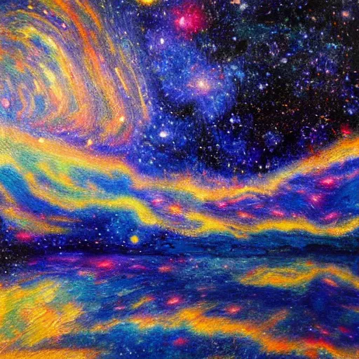 Prompt: Liminal space in outer space, impressionism