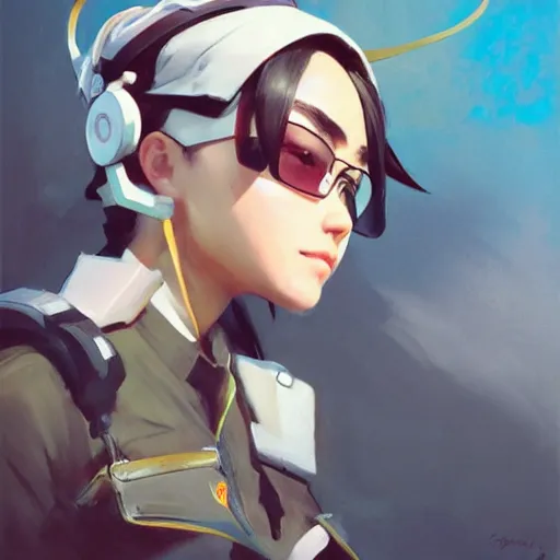 Image similar to greg manchess portrait painting of asada shino sinon as overwatch character, medium shot, asymmetrical, profile picture, organic painting, sunny day, matte painting, bold shapes, hard edges, street art, trending on artstation, by huang guangjian and gil elvgren and sachin teng