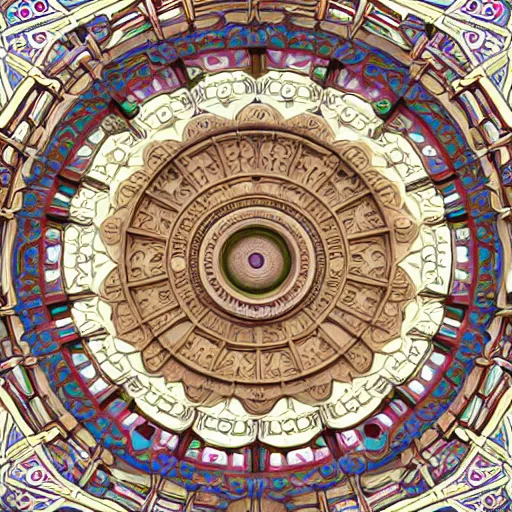 Prompt: huge 3 d plasterwork mural colourful detailed ornamental abstract art nouveau large circle, detailed nature textures, full sized centered circle, art by alphonse mucha and walter crane and louis sullivan and william morris, 8 k octane render