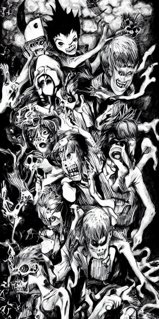 Image similar to Jojo bizarre adventure, horror, creepy, dark, manga, pencil, inspired by junji ito, superior quality, masterpiece