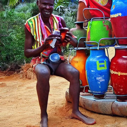 Image similar to bongo man drinking bongo beer on bongo style africa bongo people and love, realistic photo, surreal place