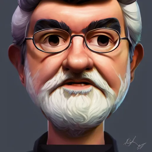 Image similar to face icon stylized minimalist george lucas, loftis, cory behance hd by jesper ejsing, by rhads, makoto shinkai and lois van baarle, ilya kuvshinov, rossdraws global illumination