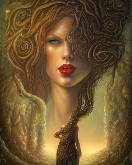 Prompt: lovecraft biopunk portrait of taylor swift by tomasz alen kopera and peter mohrbacher.