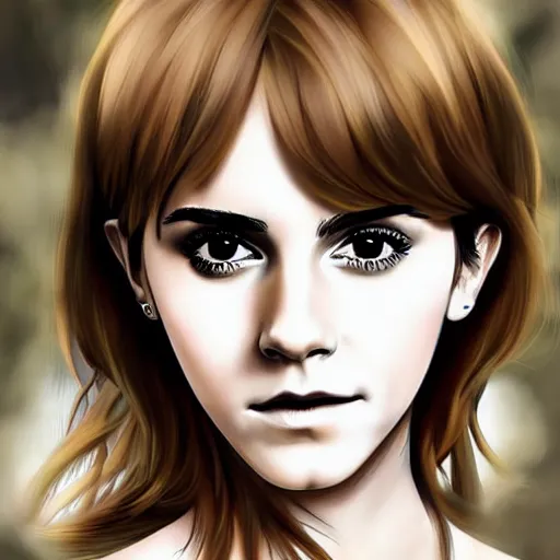 Image similar to a portrait of Emma Watson, anime art style