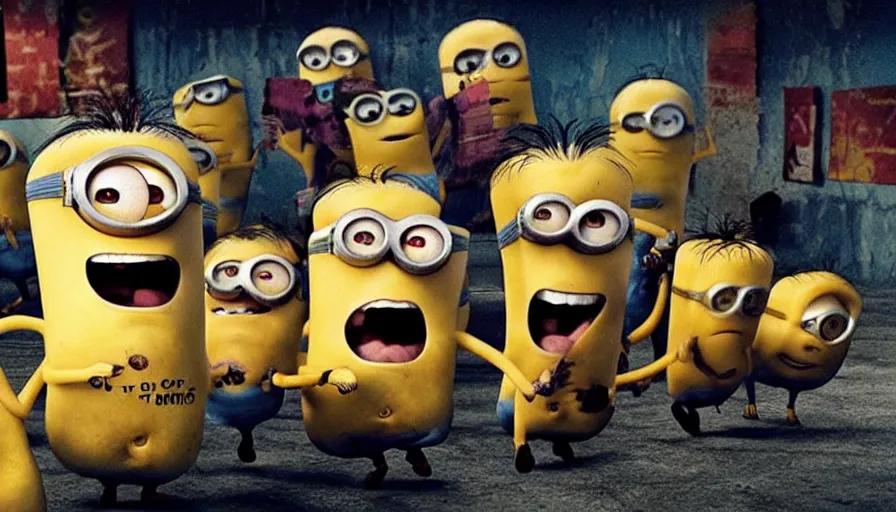 Image similar to fight club!!!!, fight club!!!! ((((the minions)))), movie still