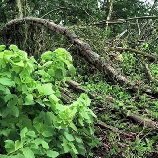 Image similar to a tornado with plants, trees, and flowers