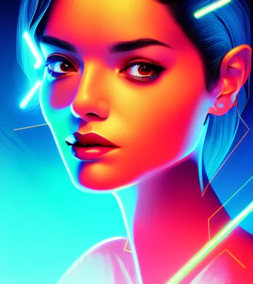 Image similar to symmetry!! latin princess of technology, solid cube of light, hard edges, product render retro - futuristic poster scifi, lasers and neon circuits, beautiful woman latin princess, intricate, elegant, highly detailed, digital painting, artstation, concept art, smooth, sharp focus, illustration, dreamlike, art by artgerm