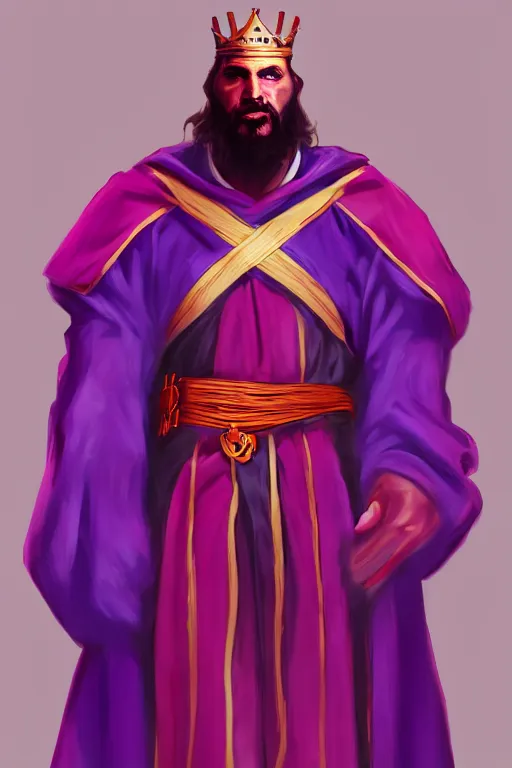 Image similar to king with a purple and scarlet robe, artstation