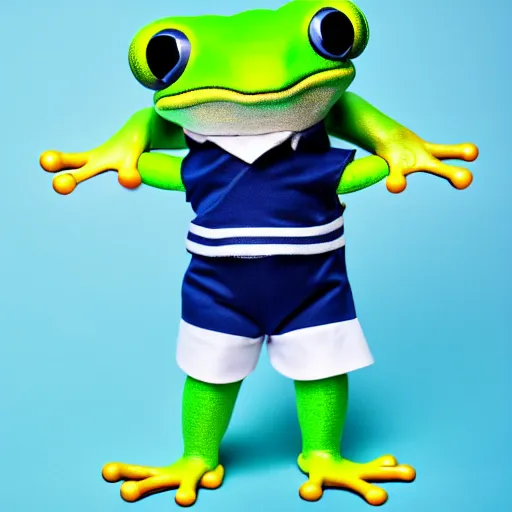 Prompt: frog wearing a sailor suit, studio photography,