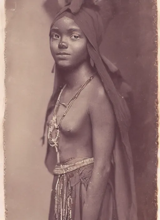 Prompt: old photo of a beautiful Abyssinian maiden