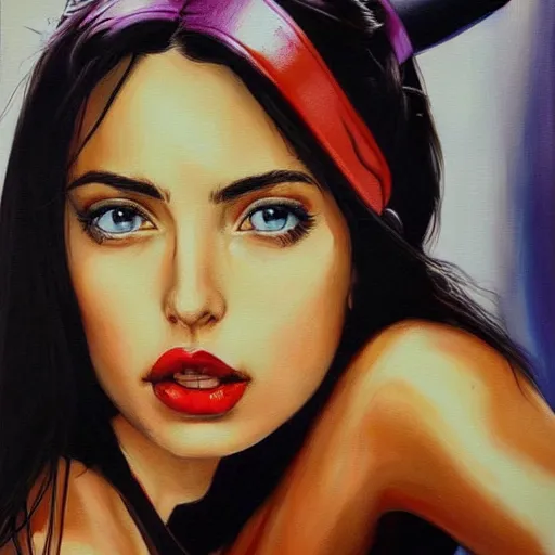 Image similar to Ana de Armas as faye valentine from Cowboy Bebop, extremely detailed, photorealistic painting, portrait