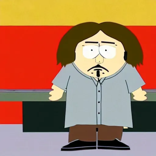 Prompt: the dude from the big lebowski as south park character