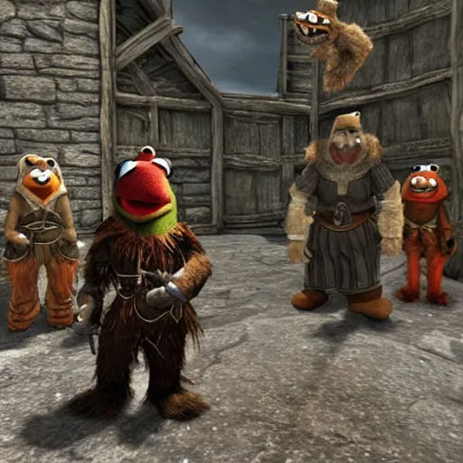 Prompt: muppets in skyrim