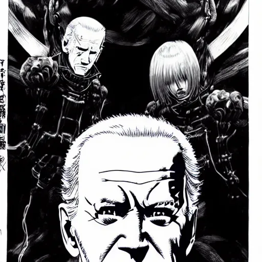 Image similar to Joe Biden looking sinister, by Tsutomu Nihei, highly detailed