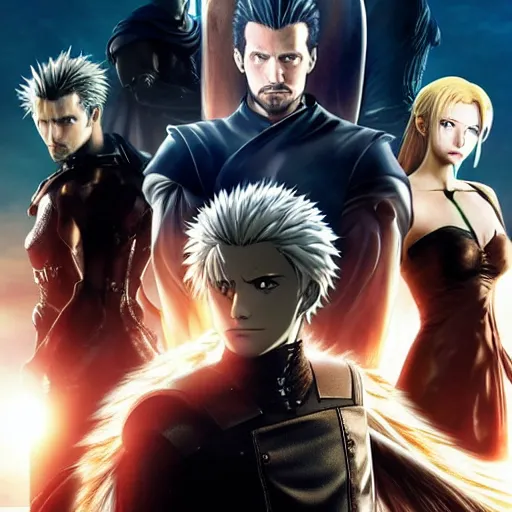 Prompt: the cast of fate / zero in a hollywood live - action movie adaptation directed by christopher nolan, a movie still, cinematic, 8 k, high resolution