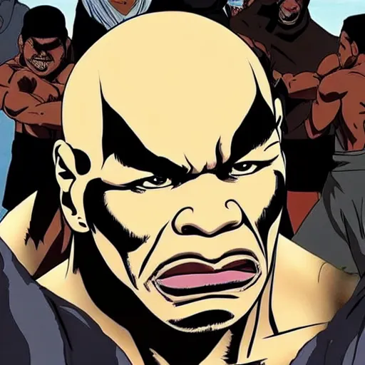 Prompt: mike tyson as a titan from attack on titan