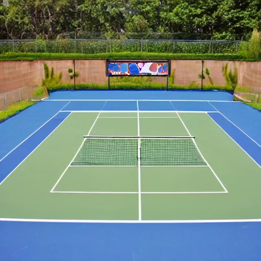 Image similar to 6 0 s art of tennis court at the pool