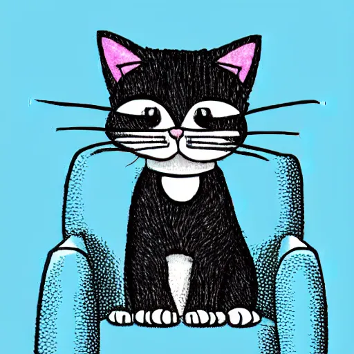 Image similar to a cat in cartoon style sitting on a couch