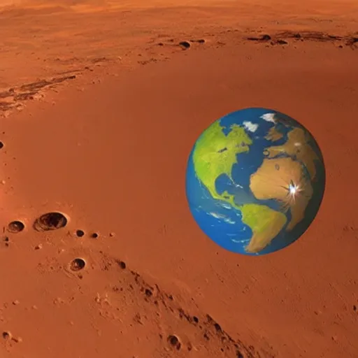 Image similar to a flag representing the earth on mars