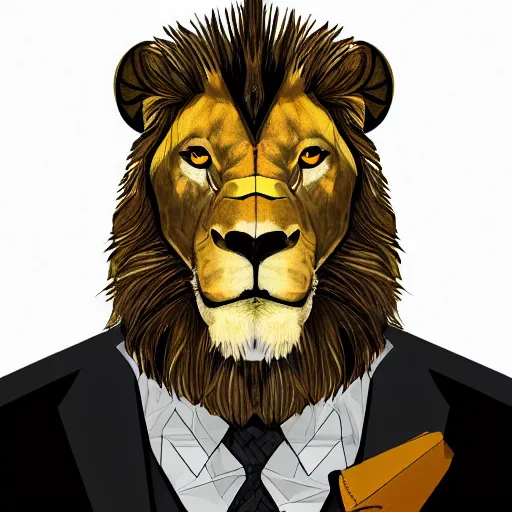 Image similar to profile picture of gambling lion with suit from ukraine, concept art, lofi