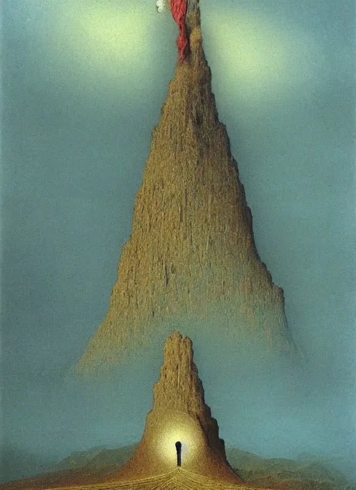 Image similar to mountain caby by beksinski and salvadore dali