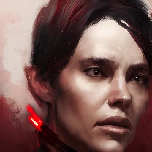 Image similar to portrait of a man by greg rutkowski, royalti jedi knigh, short black hair, star wars expanded universe, she is about 5 0 years old, elegant, prideful, wearing red jedi armor, highly detailed portrait, digital painting, artstation, concept art, smooth, sharp foccus ilustration, artstation hq