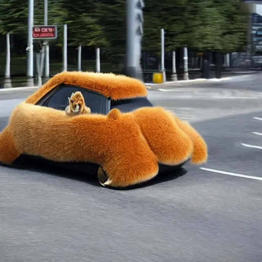 Image similar to furry car, car with thick fur