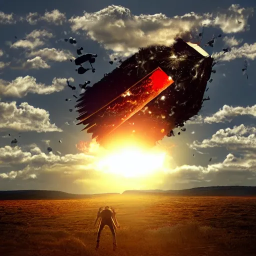 Image similar to human spaceship crashing into the sun