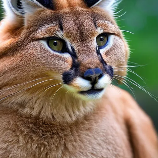 Image similar to portrait photo of cute fluffy caracal, with laurel wreath, highly detailed, high resolution, cosplay photo, bokeh soft, 1 0 0 mm, trending on instagram, by professional photographer, soldier clothing, shot with a canon, low saturation