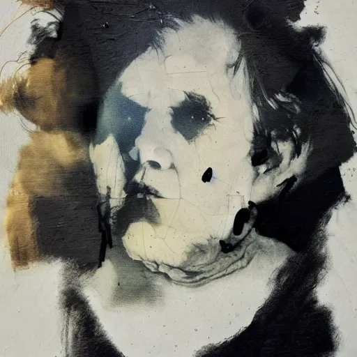 Prompt: portrait no. 1, mixed media, by lee ellis and francisco goya,,, insane!