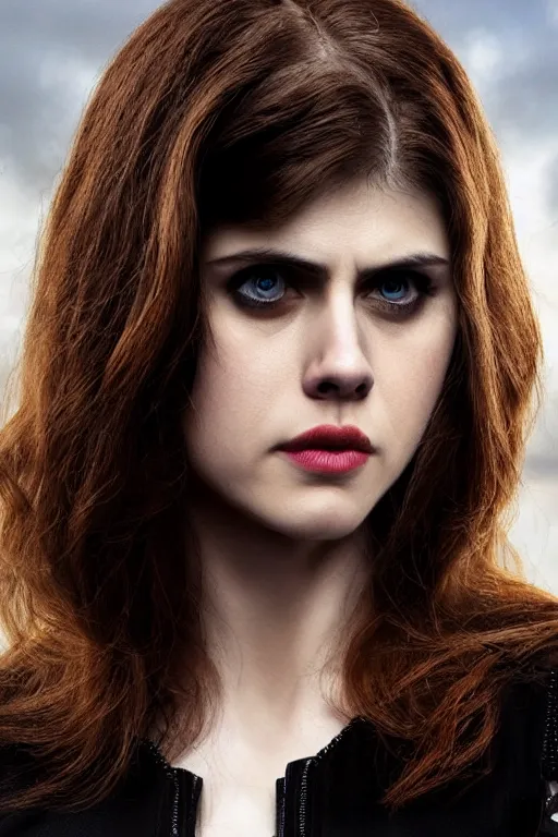 Prompt: alexandra daddario as black widow in avengers, realistic portrait photography, very detailed face