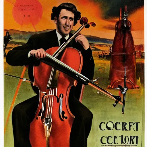 Image similar to cocnert for cello and atomic bomb
