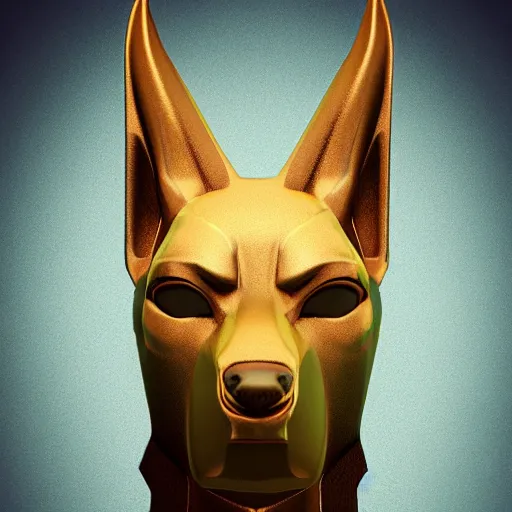 Image similar to anubis, nasus, digital model, head, detailed, beeple, art station, head