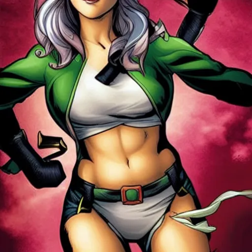 Prompt: Jennifer Lawrence as Rogue, from x-men (comics)