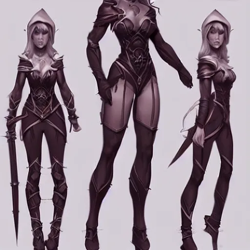 Image similar to character outfit concept sheet of fantasy female elf, by Josh Durham and Artgerm, highly detailed, artstation