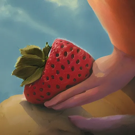 Image similar to painted portrait of a strawberry shortcake, fantastically pastel colors, octane render, matte painting concept art, official fanart behance hd artstation by jesper elsing, by rhads and makoto shinkai and lois van baarle and ilya kuvshinov and rossdraws