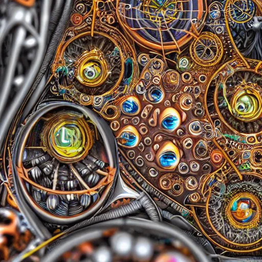 Image similar to realistic detailed image of the inside of a living biomechanical valve body, very intricate colorful masterpiece, hd photo