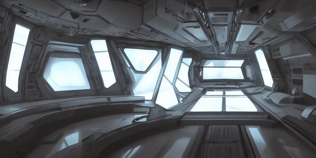 Image similar to interior of a spaceship, photorealistic, cinematic light