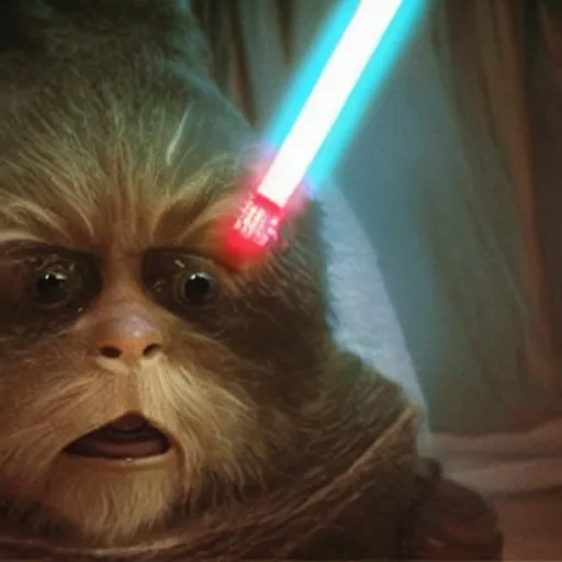 Prompt: a film still of mogwai as a jedi in star wars realistic, detailed