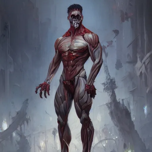 Image similar to muscular male undead cyborg, muscle, fungus, painted by stanley lau, painted by greg rutkowski, painted by stanley, artgerm, masterpiece, digital art, trending on arts