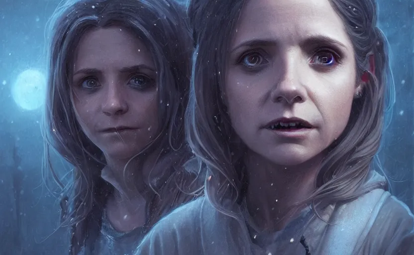 Image similar to highly detailed portrait of buffy the vampire slayer, in 3 0 days of night, stephen bliss, unreal engine, fantasy art by greg rutkowski, loish, rhads, ferdinand knab, makoto shinkai and lois van baarle, ilya kuvshinov, rossdraws, tom bagshaw, global illumination, radiant light, detailed and intricate environment