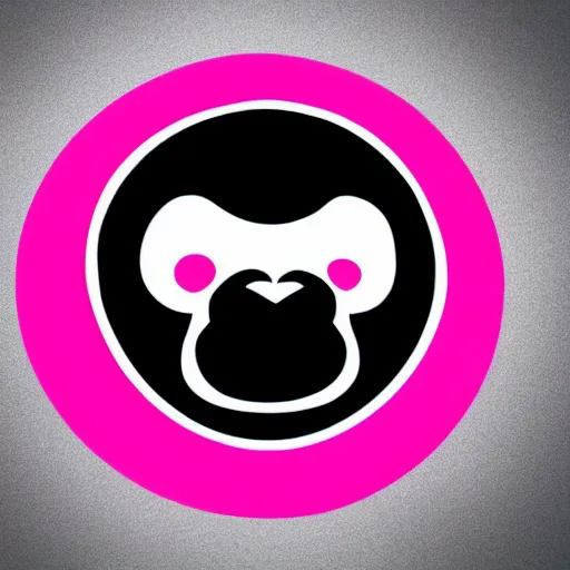 Prompt: a pink vector logo of an ape for a video game company, designed, illustration, black color background