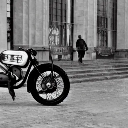 Image similar to fiat 5 0 0 motorcycle, a prototype demo at the hall of science