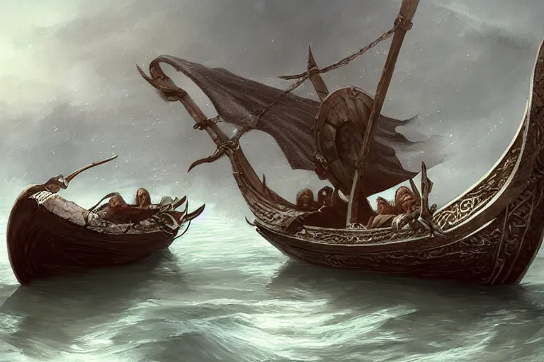 Prompt: Viking boat, artstation digital art